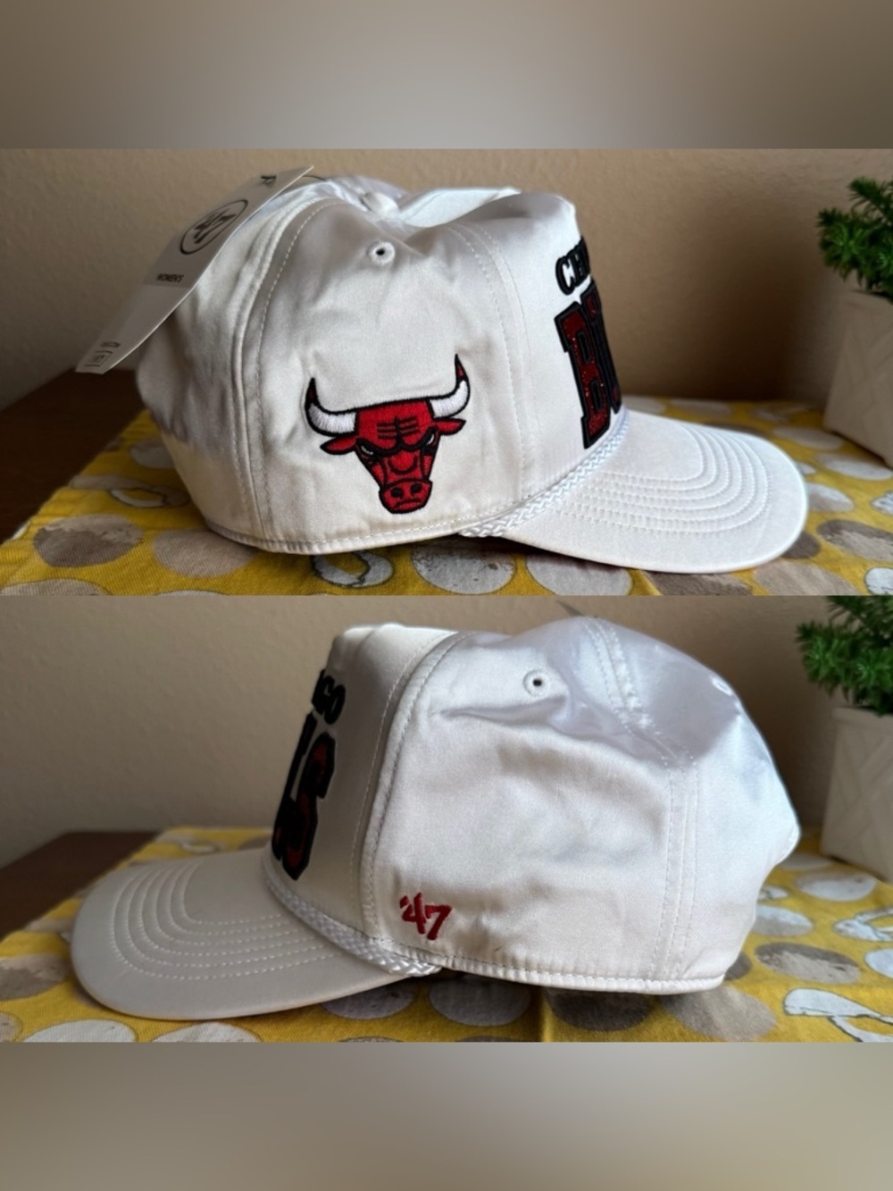 47 Brand NWT Chicago Bulls white satin Women’s hat - Picture 3 of 16